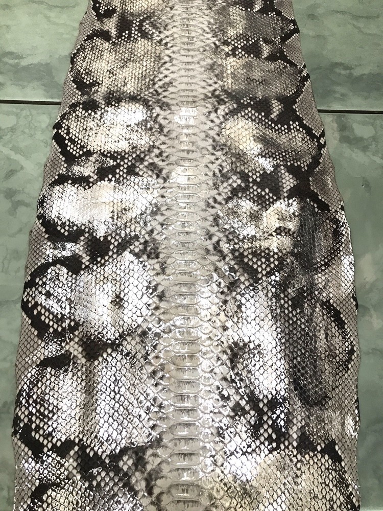 Genuine Python Leather, Exotic Snake Skin,Silver SnakeSkin,Silver Python Leather