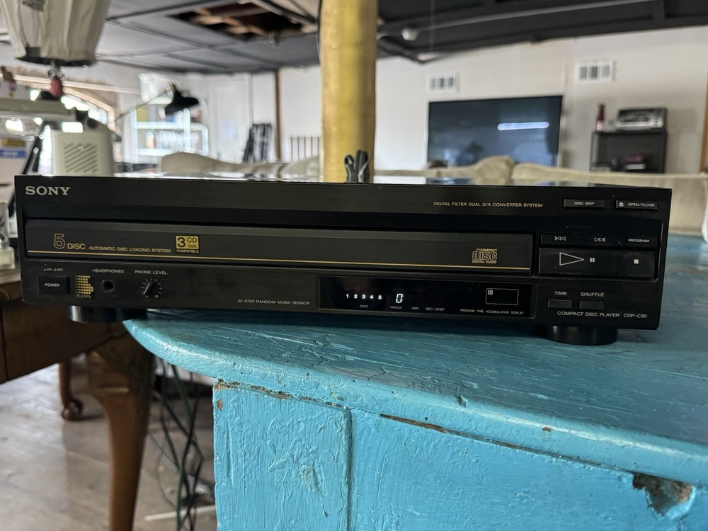 Sony CDP-C30 5 Disc CD Player Changer Tested Working Tray Opens Clean