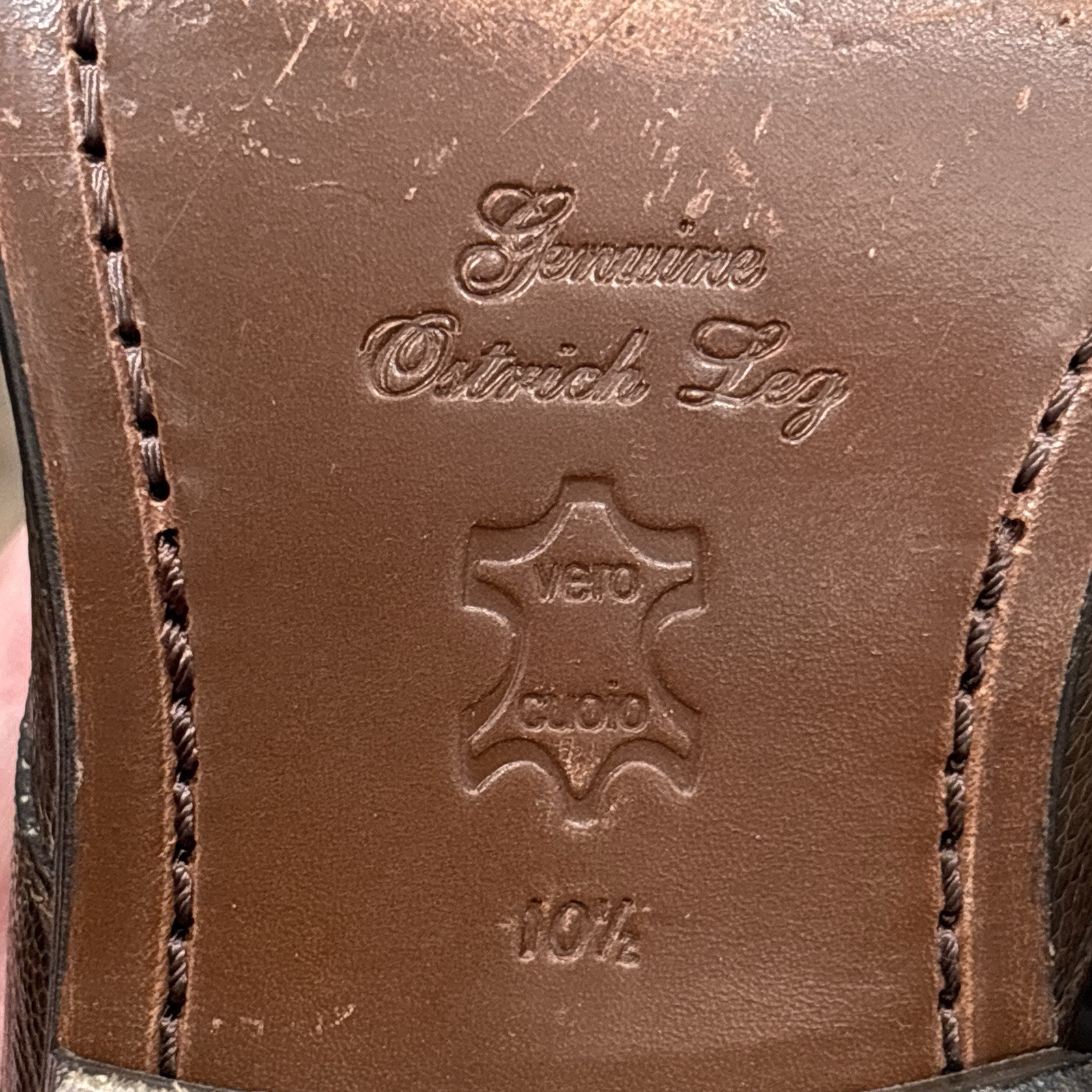 David Eden Ostrich Leg Shoes Mens 10.5 Brown Leather Hand Made