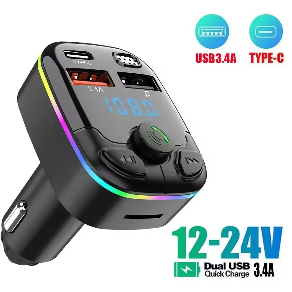 Bluetooth 5.0 Car Wireless FM Transmitter Adapter USB PD Charger AUX Hands Free