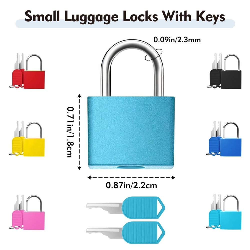 6Pcs Luggage Locks Small Suitcase Locks with Keys Plastic-Covered Mini Padloc...