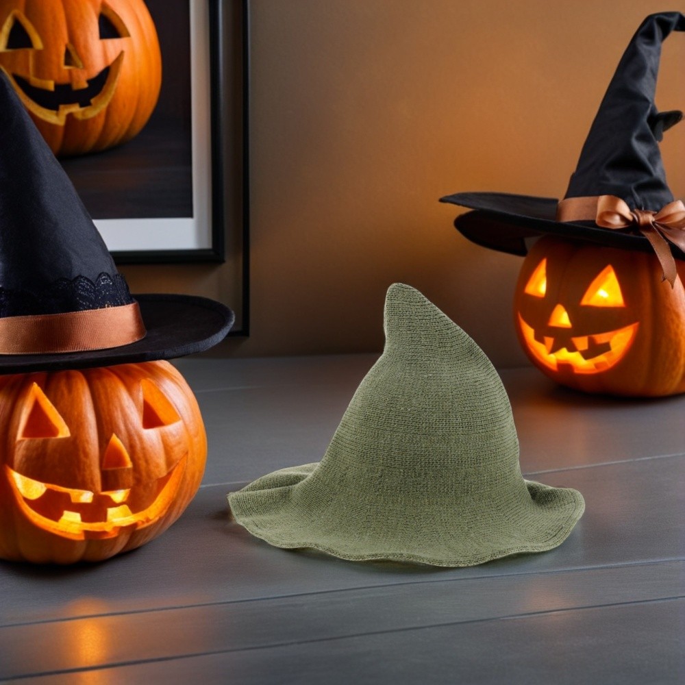 Wool Witch Hat: Wizard Sorceress Hat - Halloween Pointed Wizard Cap -