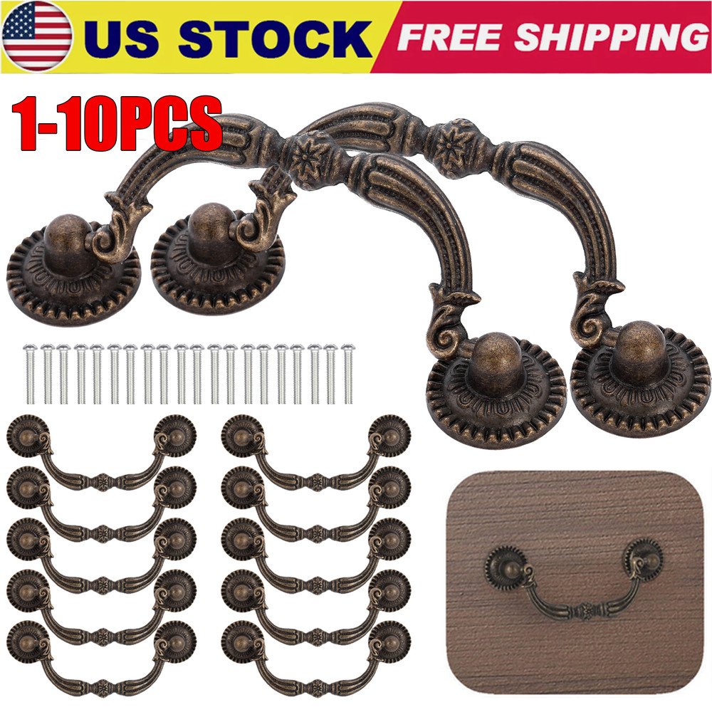 1-10 PACK Drop Bail Dresser Pull Handle Drawer Pulls Rustic Antique Black Bronze