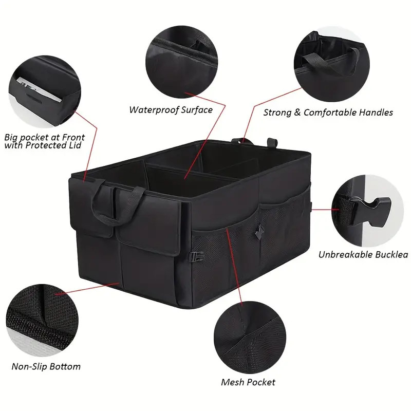 Trunk Cargo Organizer Folding Collapsible Caddy Storage Bag Bin Car Truck SUV