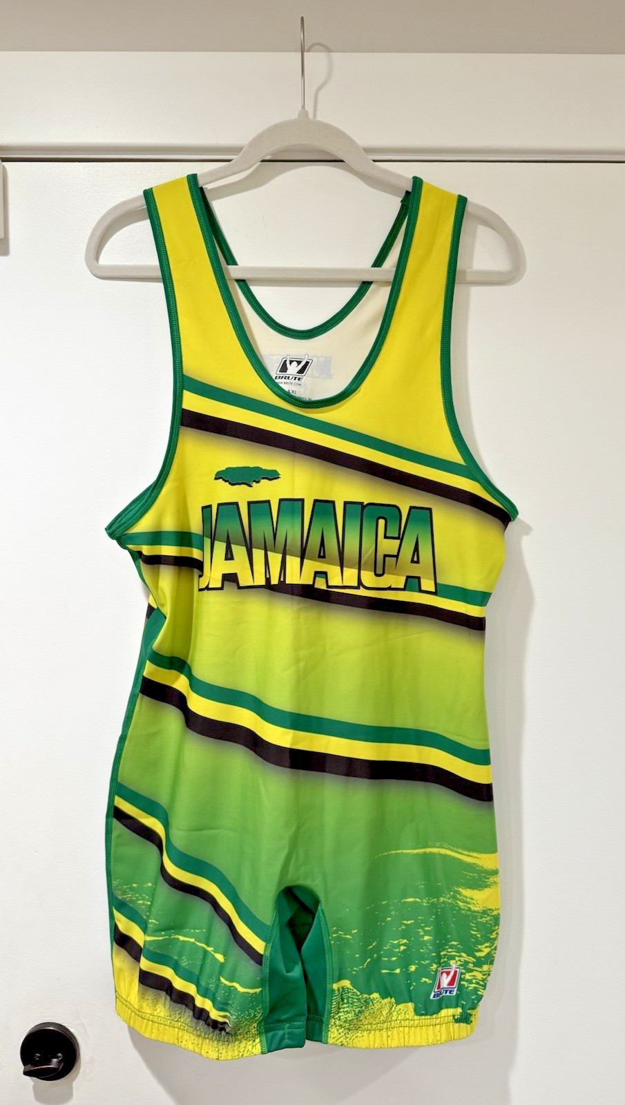 Brute Wrestling Singlet Adult XL Jamaica Jamrock Grappling Sublimated Bib