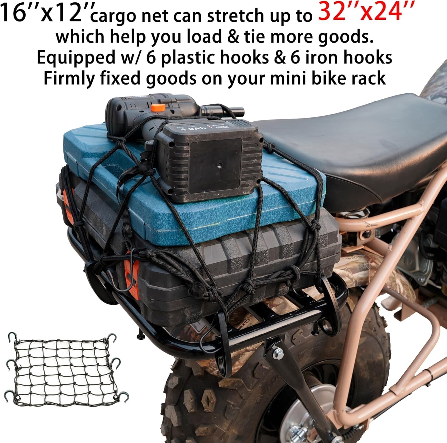 Mini Bike Rear Cargo Rack Assembly Kit for Coleman CT200U EX BT200X, Axis M200