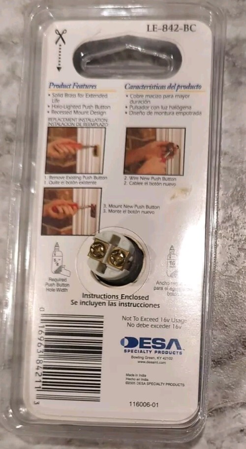 Heath / Zenith Copper Wired Doorbell Push Button LE-842-BC