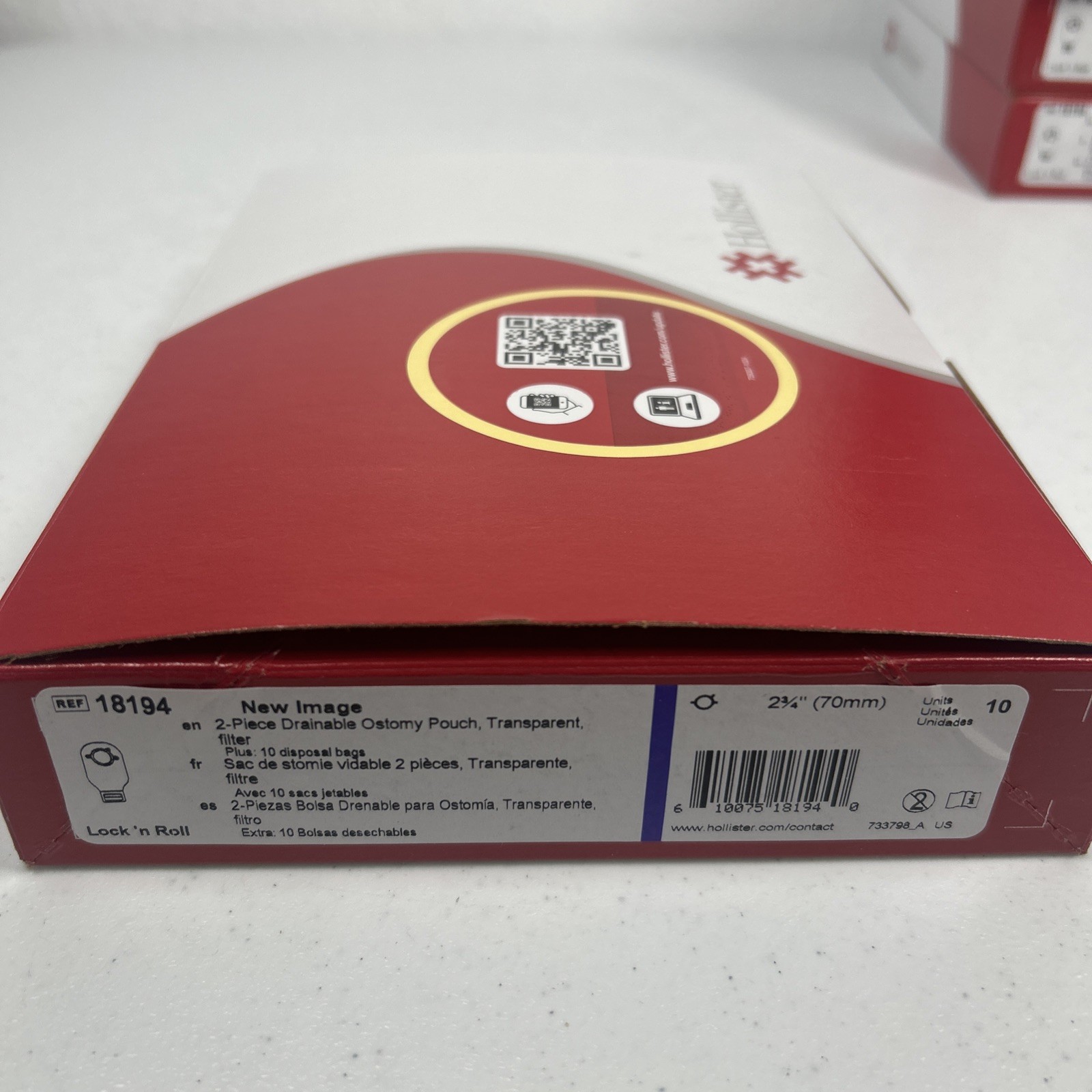 Hollister 18194 10 Count Colostomy Pouch Drainable Bags Only 12"L 12 Inch NIB