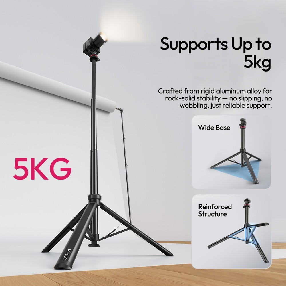 Ulanzi MT-80 Auto-Open Tripod 2m Light Stand 1/4" Mount for Camera Video
