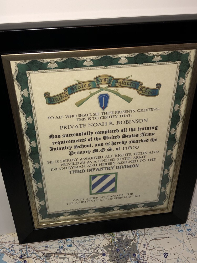 U.S. ARMY (3RD I.D.) INFANTRY TRAINING AND ASSIGNMENT CERTIFICATE
