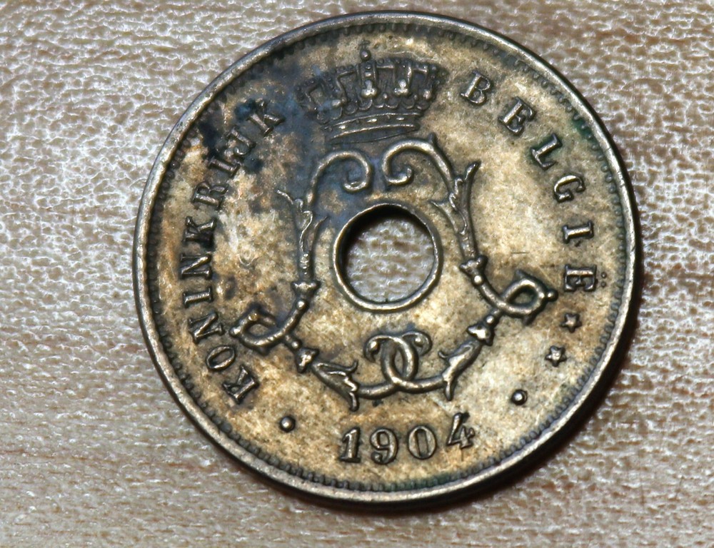 1904 Belgium 5 Centimes Dutch text
