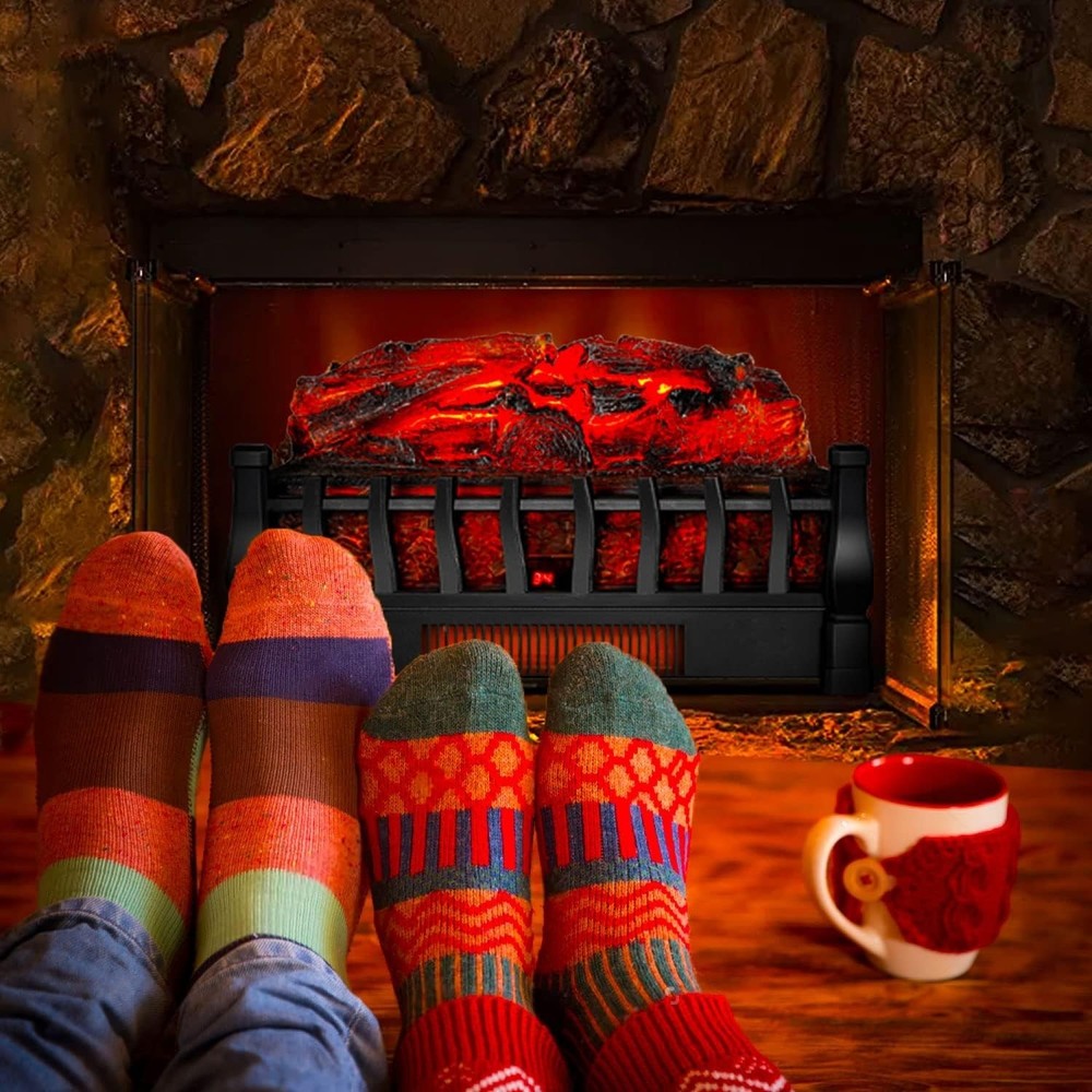 Sleek Electric Fireplace Logs - Remote Control Heating, Adjustable Flame & Timer