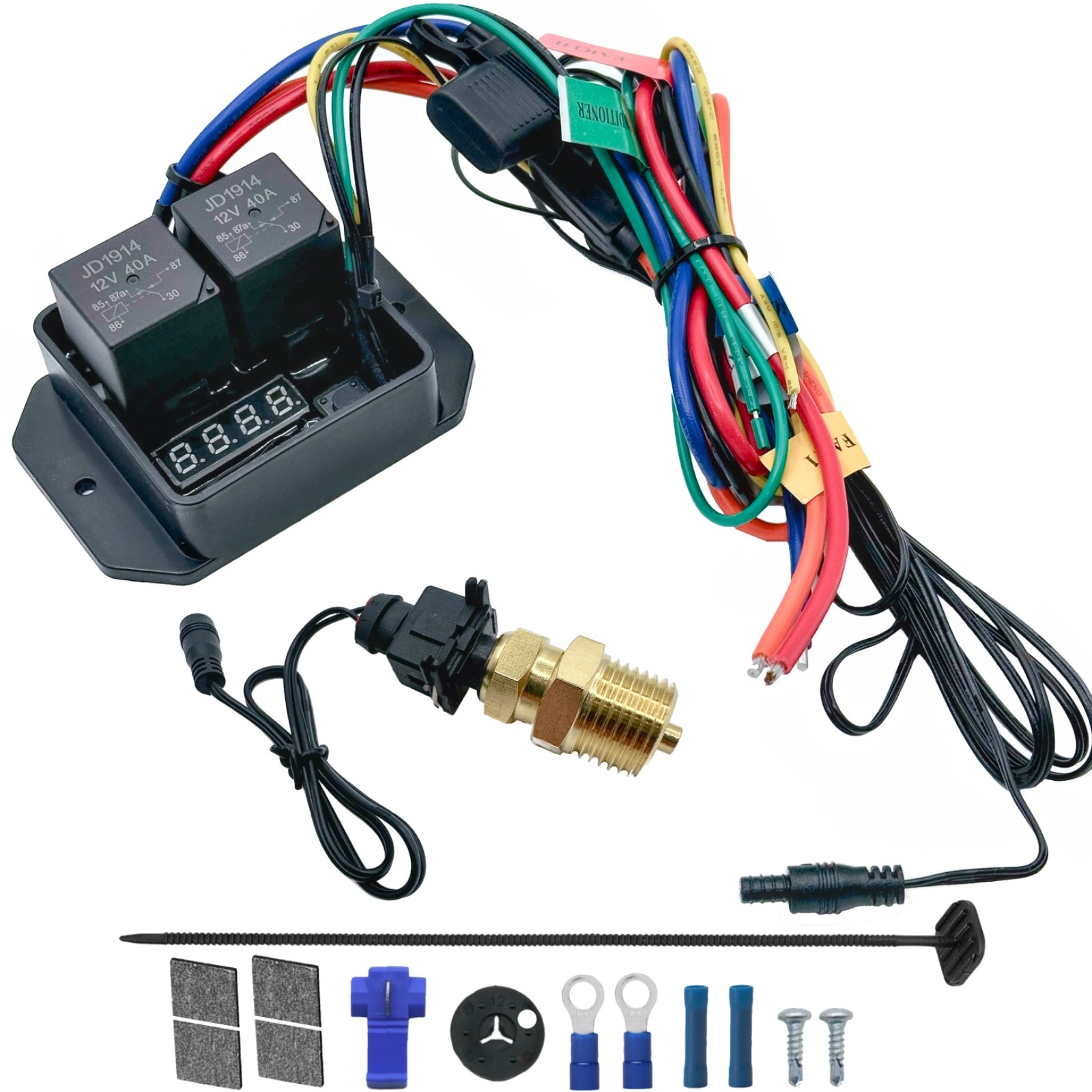 DIGITAL ADJUSTABLE THERMOSTAT ELECTRIC RADIATOR FAN 1/2" NPT TEMP-ERATURE SENSOR