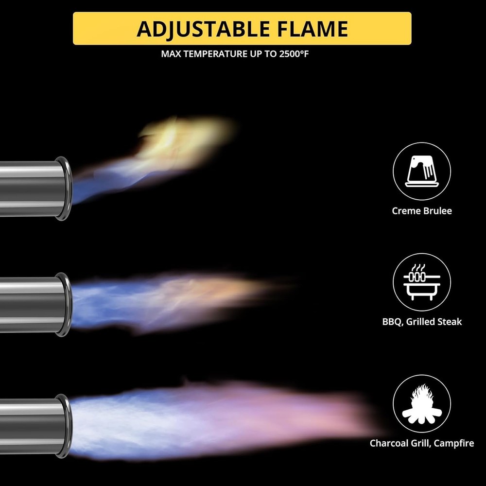 Adjustable Flame Charcoal Torch Lighter - Perfect for Searing Steak or Campfire