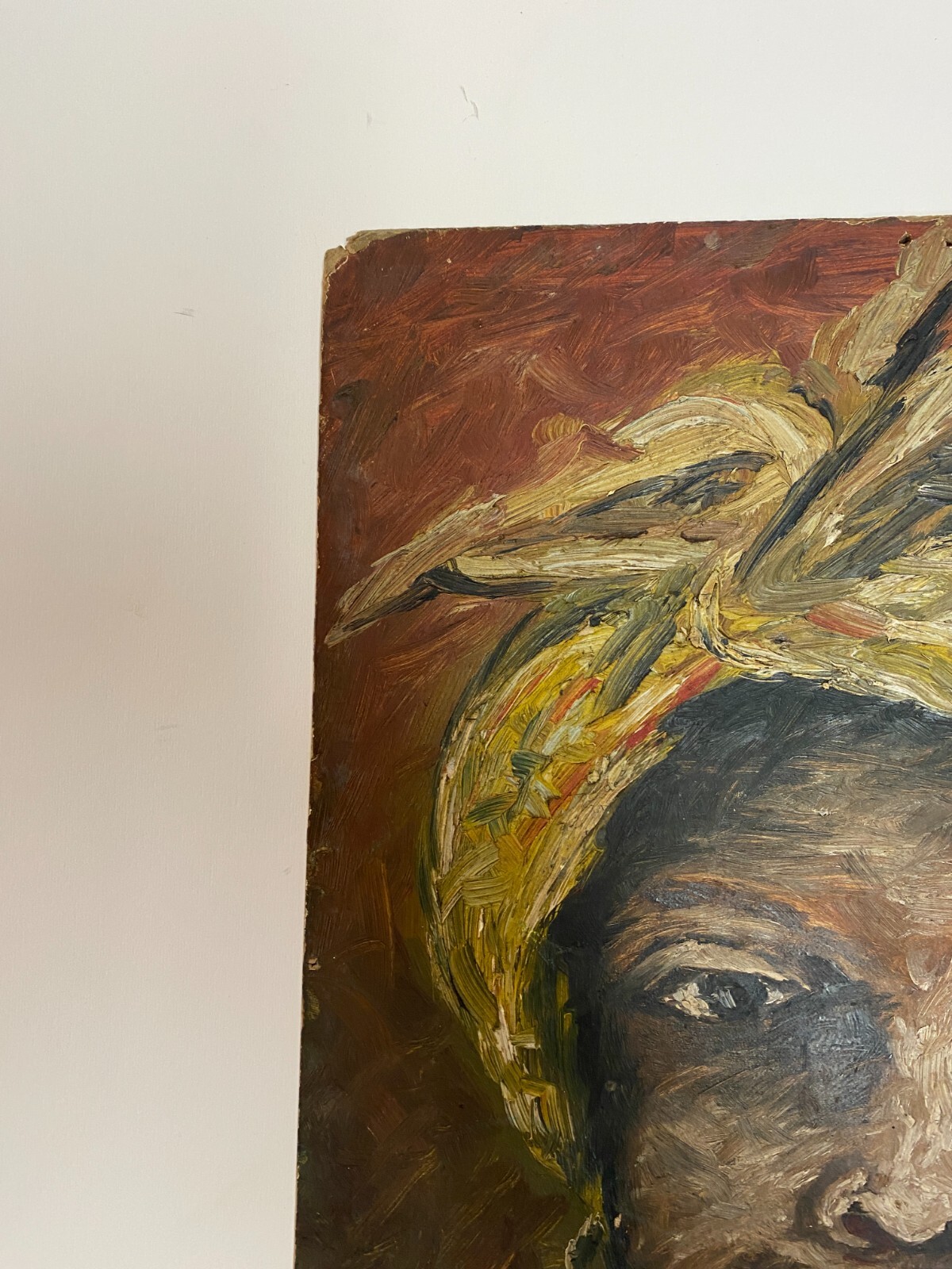 Primitive Black Americana Folk Art Oil Painting Portrait Of A Women