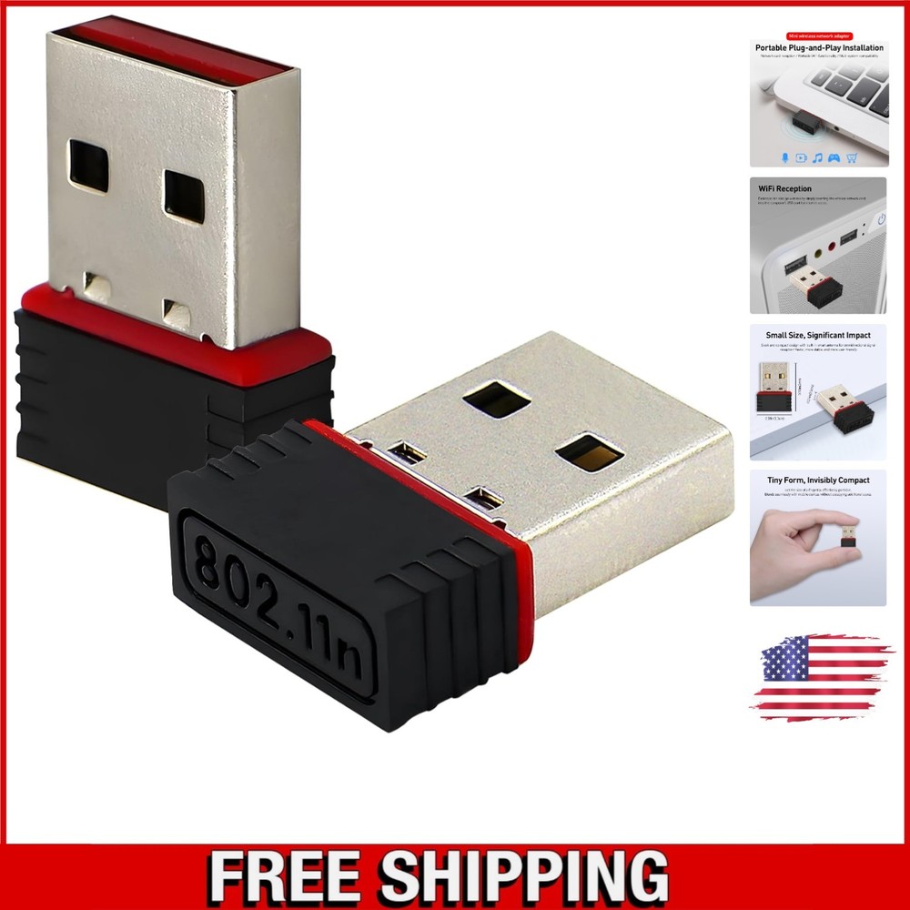 High-Speed Wireless USB WiFi Adapter - 150Mbps, Plug & Play for Windows 10