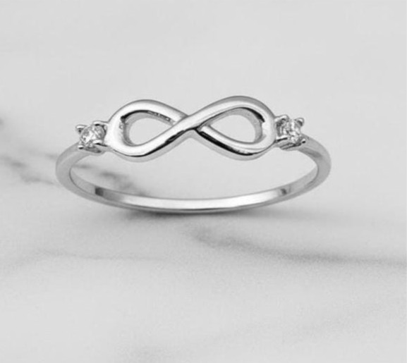Sterling Silver Infinity Dainty Promise Ring Minimalist Stacking Symbol Ring