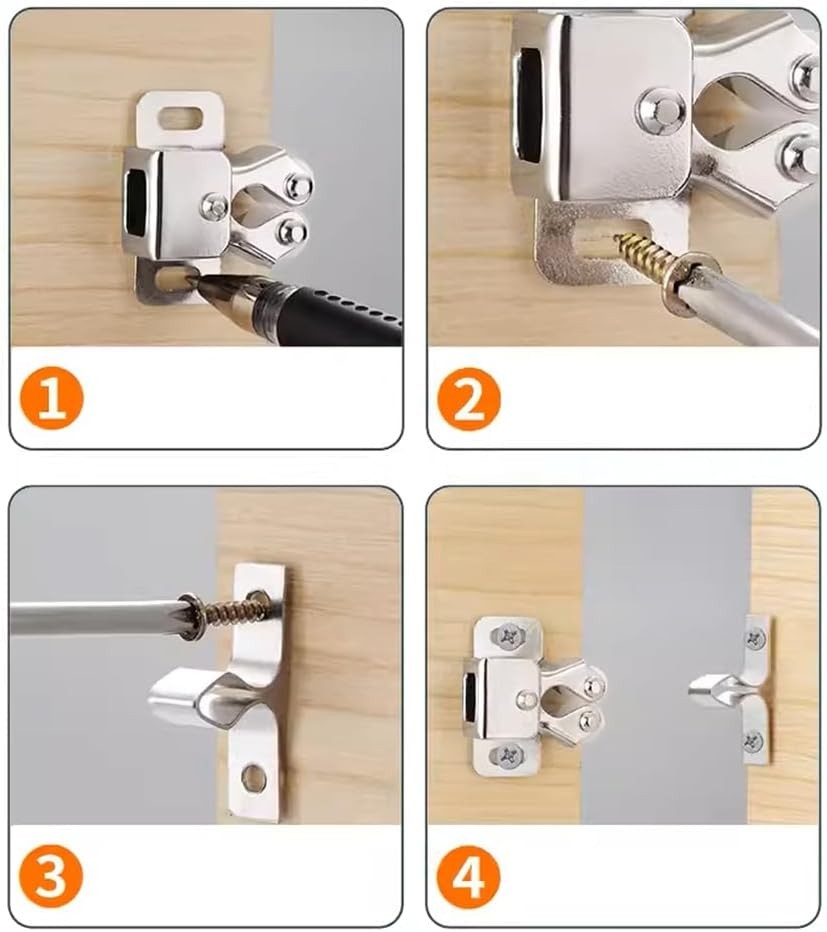 Sturdy 6 Pack Double Roller Cabinet Latch Set - Easy Installation and Security