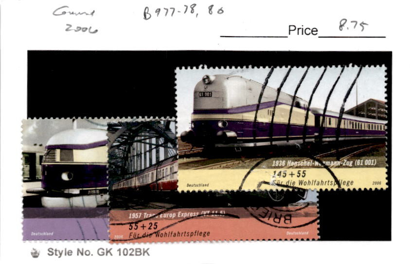 Germany, Postage Stamp, #B977-B978, B880 Used, 2006 Train, Railraod (AB)