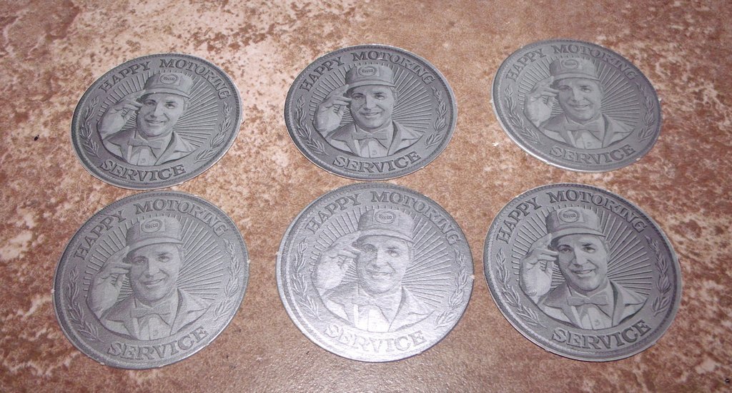 6 ENCO 1960s Happy Motoring Service Cardboard Tokens-Hard to Find! Humble Oil