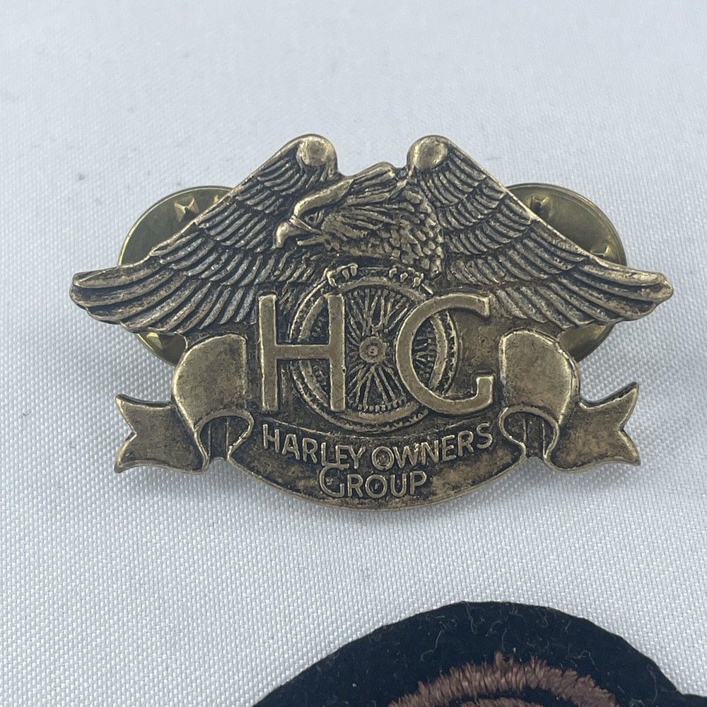 New HARLEY OWNERS GROUP "HOG" Eagle Patch And Used Pin Set 1983/2013
