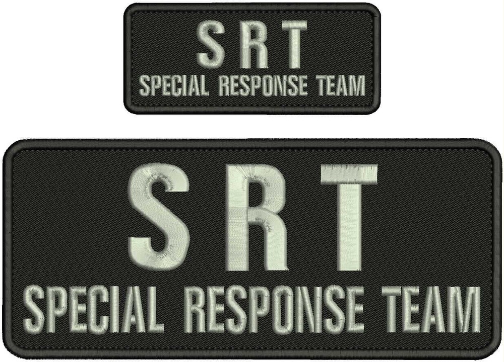 SRT SPECIAL RESPONSE TEAM EMBROIDERY PATCH 4X10 AND 2X5 VELCR@ ON BACK
