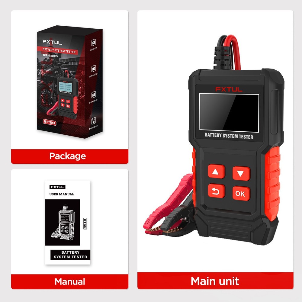 Battery System Tester Motorcycle Car Battery Diagnostic Tool CCA Test