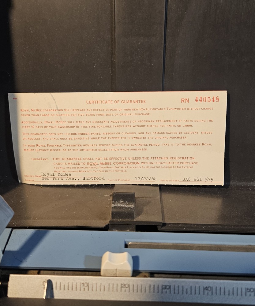 OLIVETTI Studio 46 Typewriter- Made In Spain Hard Plastic Case