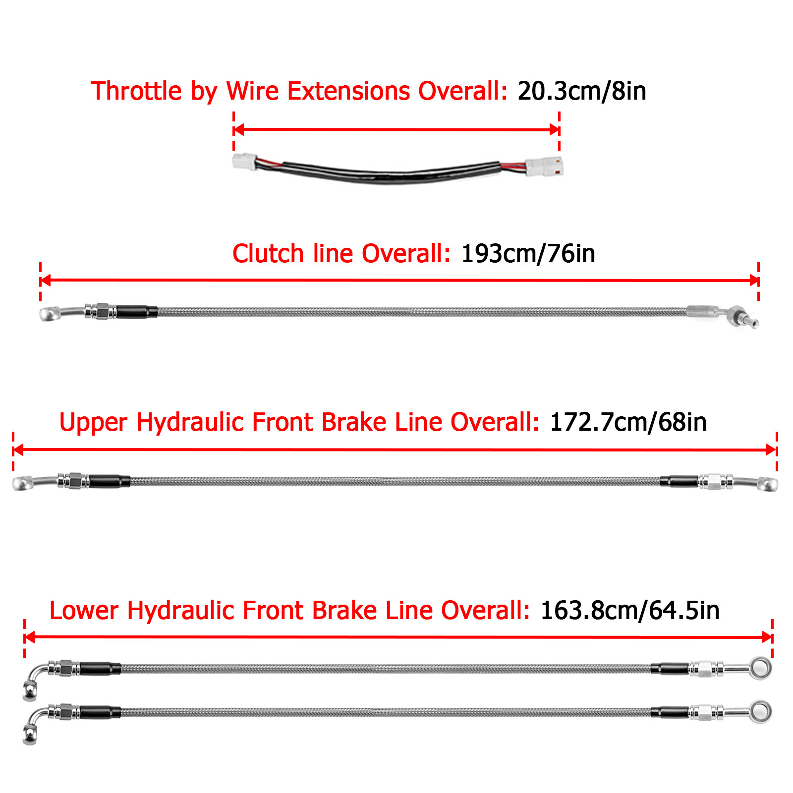 16"-18" Handlebar Brake Clutch Cable TBW For 17-20 Harley Touring FLTR FLHR ABS