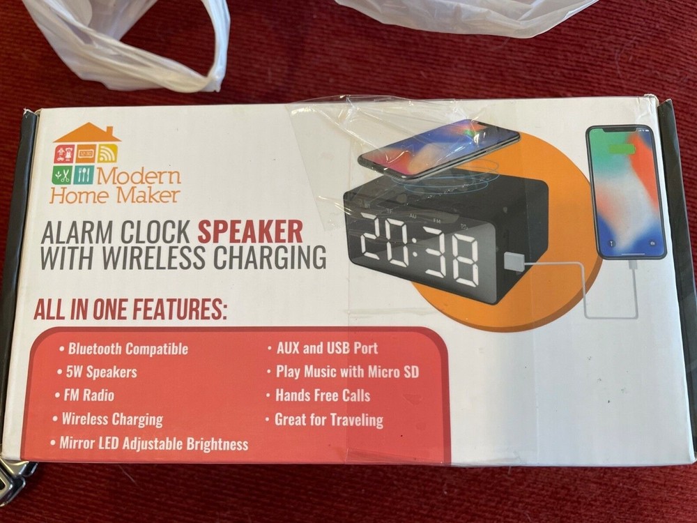alarm clock speaker with wireless charging