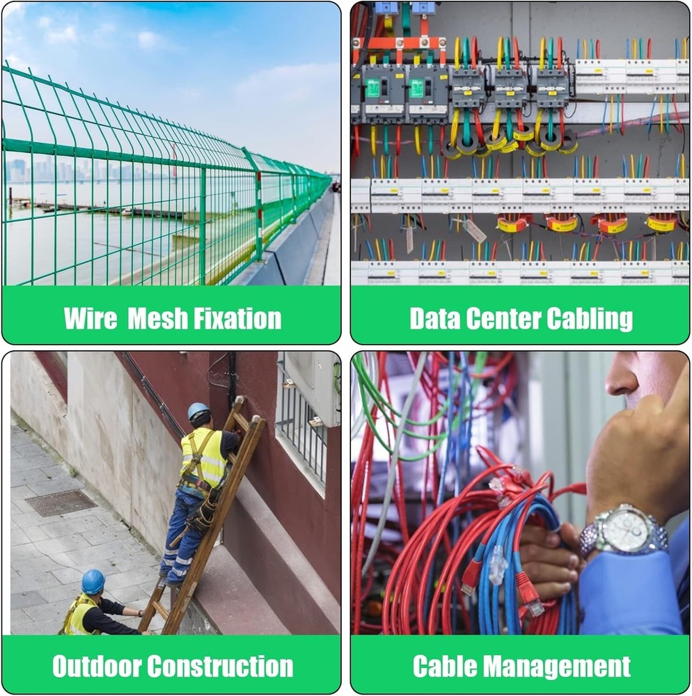 200pcs Nylon Zip Ties - 8 Inch Green,multi-purpose Self Locking Cable Ties， U...