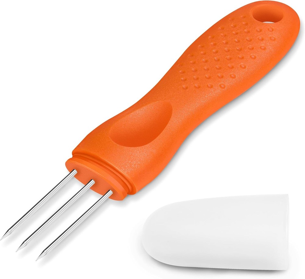 5.5 inch long 3 sharp prongs Sausage Pricker Tool Orange