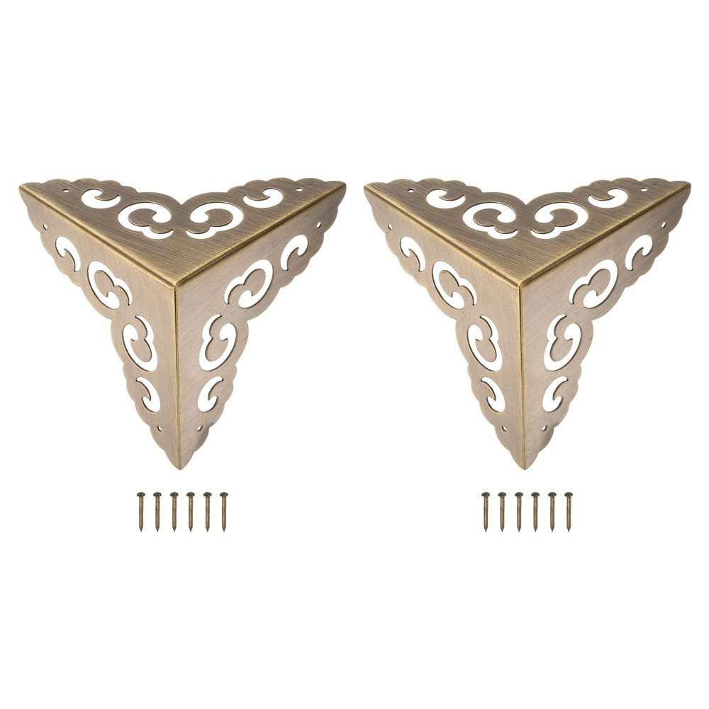 2 Pcs 80mm Decorative Box Corner Cover, Corner Protector, Bronze