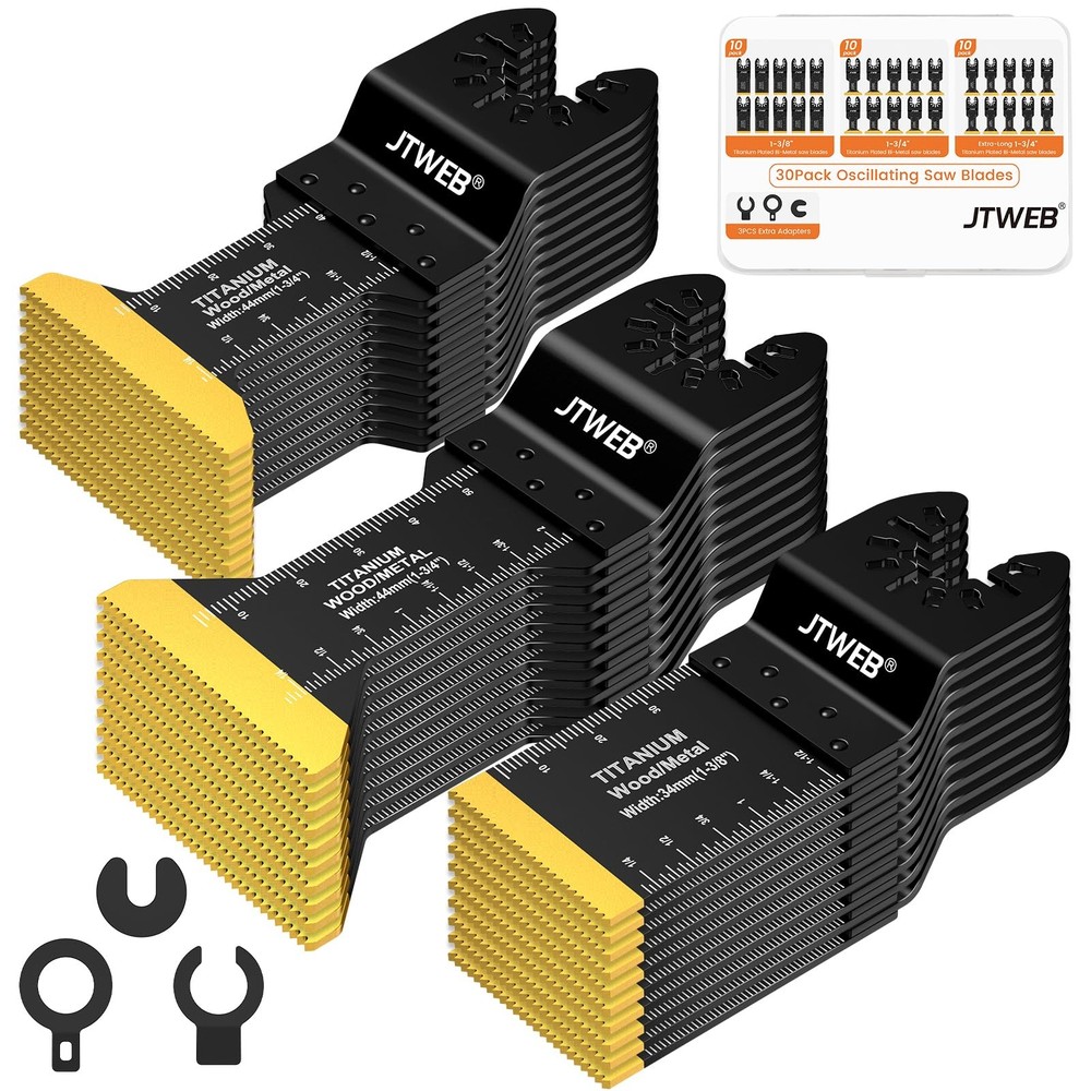 JTWEB 30PCS Titanium Oscillating Saw Blades Metal Cutting, Multitool