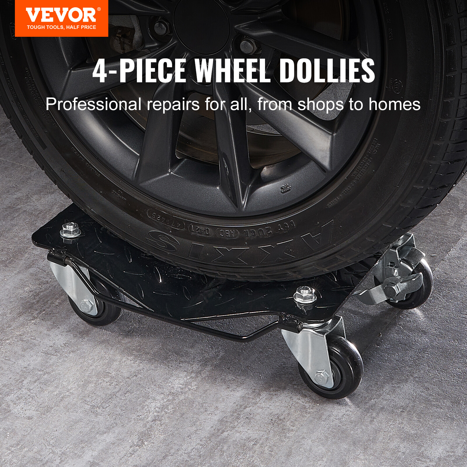 VEVOR 4 PCS 6000LB Car Dolly Wheel Tire Dolly Heavy Duty Skate Auto Repair Dolly