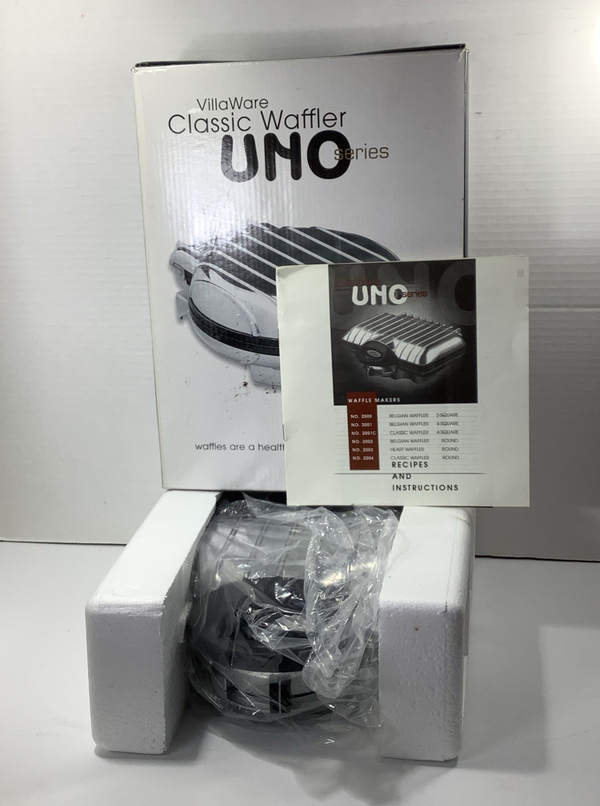 VillaWare Model 2004 Uno Classic Round Chrome Thin Waffler Maker NEW! In Box