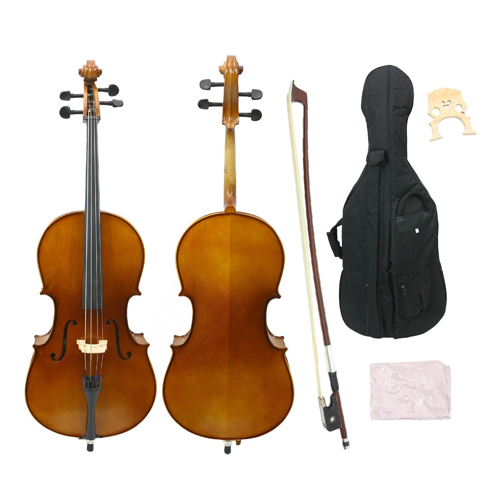 4 String Cello1/8 Flamed Solid Wood Beginner Handmade Cello With Parts