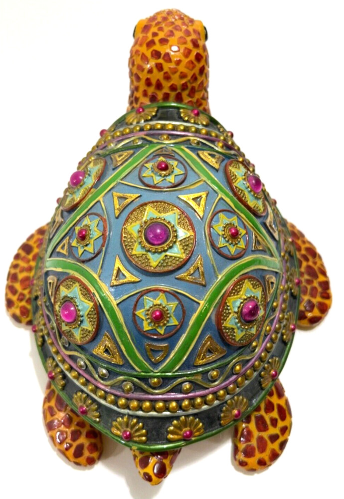 Turtle Figurine Resin Designs With Jewels On Shell Decore