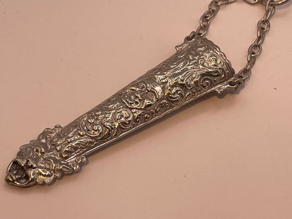 Chatelaine Solid Silver Antique Victorian Continental pin cushion pencil etc