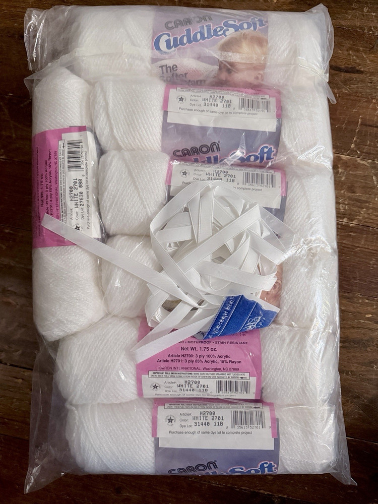 Caron Ruffles & Ribbons Crochet Kit White Yarn+ Pattern