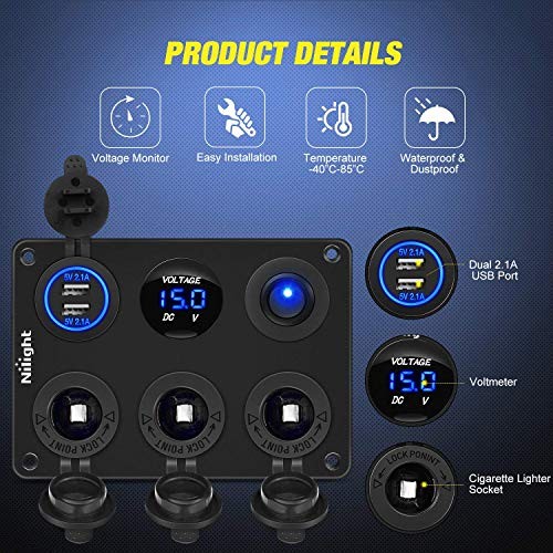 Dual Cigarette Lighter Socket with Wire 12V Dual Power Cigarette Socket Panel