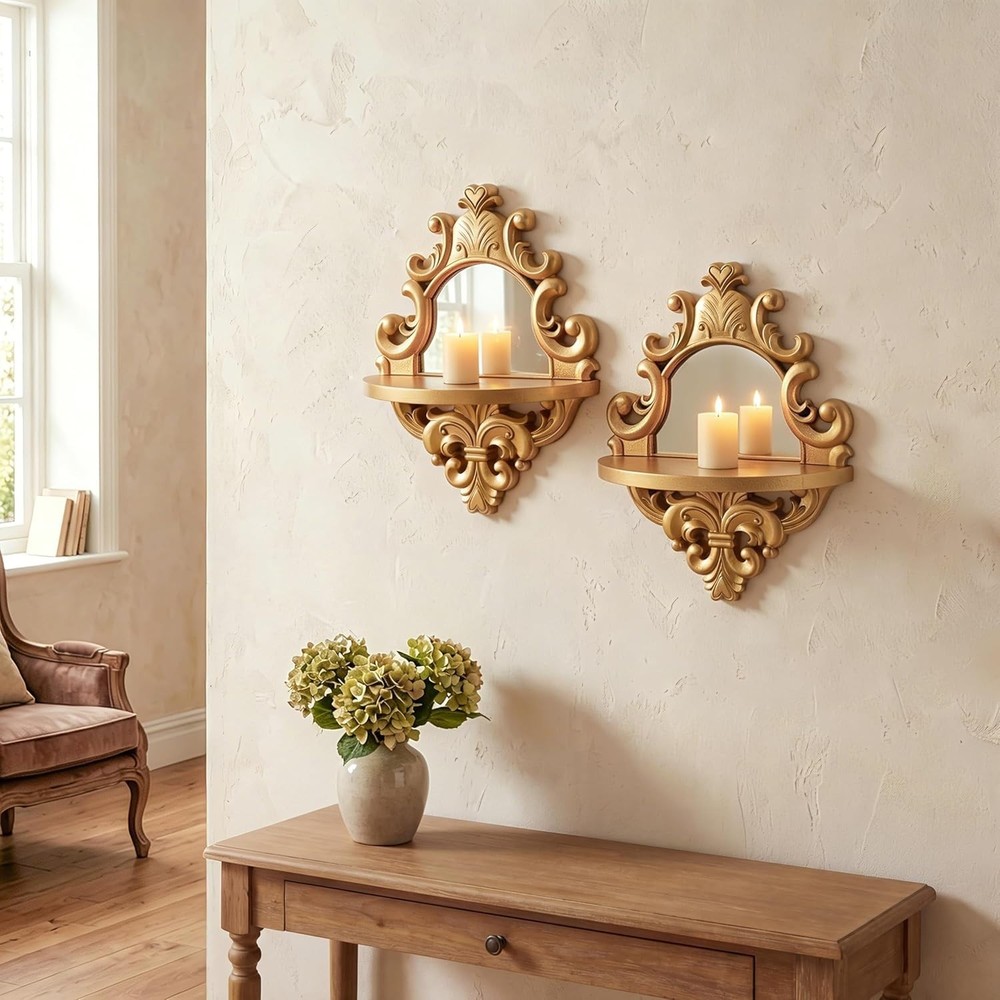 Three-Dimensional Relief Candle Sconces Set 2 Rustic Wall Mount Candle Holder...