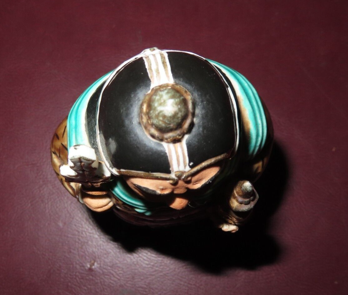 Vintage 6" Tall Hand Painted Japanese Porcelain Buddha Guard Figure w/ Staff