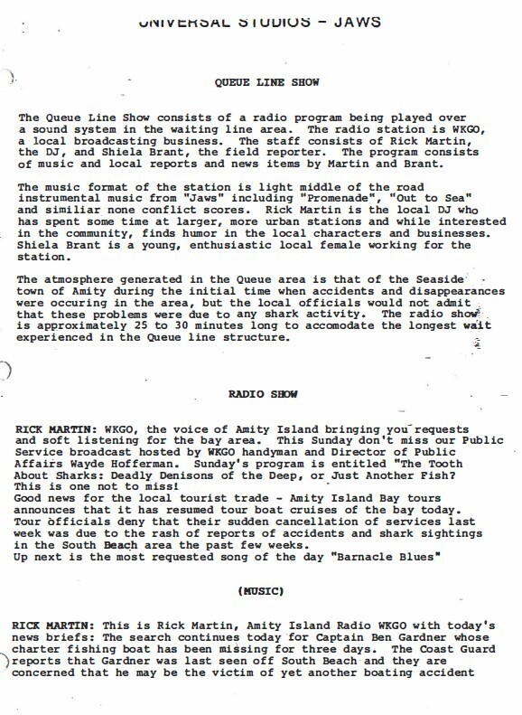 Jaws the Ride Operators Script Original ride version revised Universal Orlando