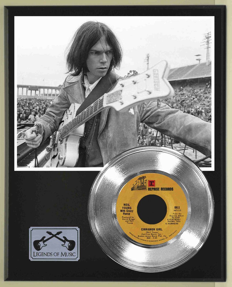 Neil Young "Cinnamon Girl" Silver Record Display Wood Plaque