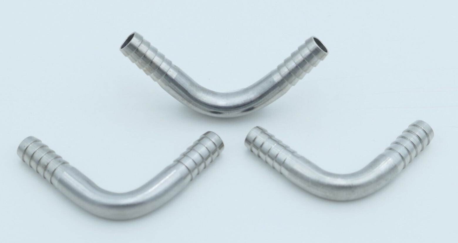3 Pack Chudnow MFG S2944 Stainless Steel 1/4" x 1/4" Elbow Splicer 90° Barb