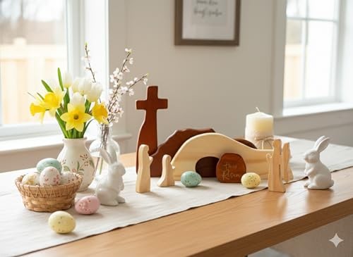 7-Piece Empty Tomb Easter Decoration Set, He is Risen Easter Decor, Nelxi-279