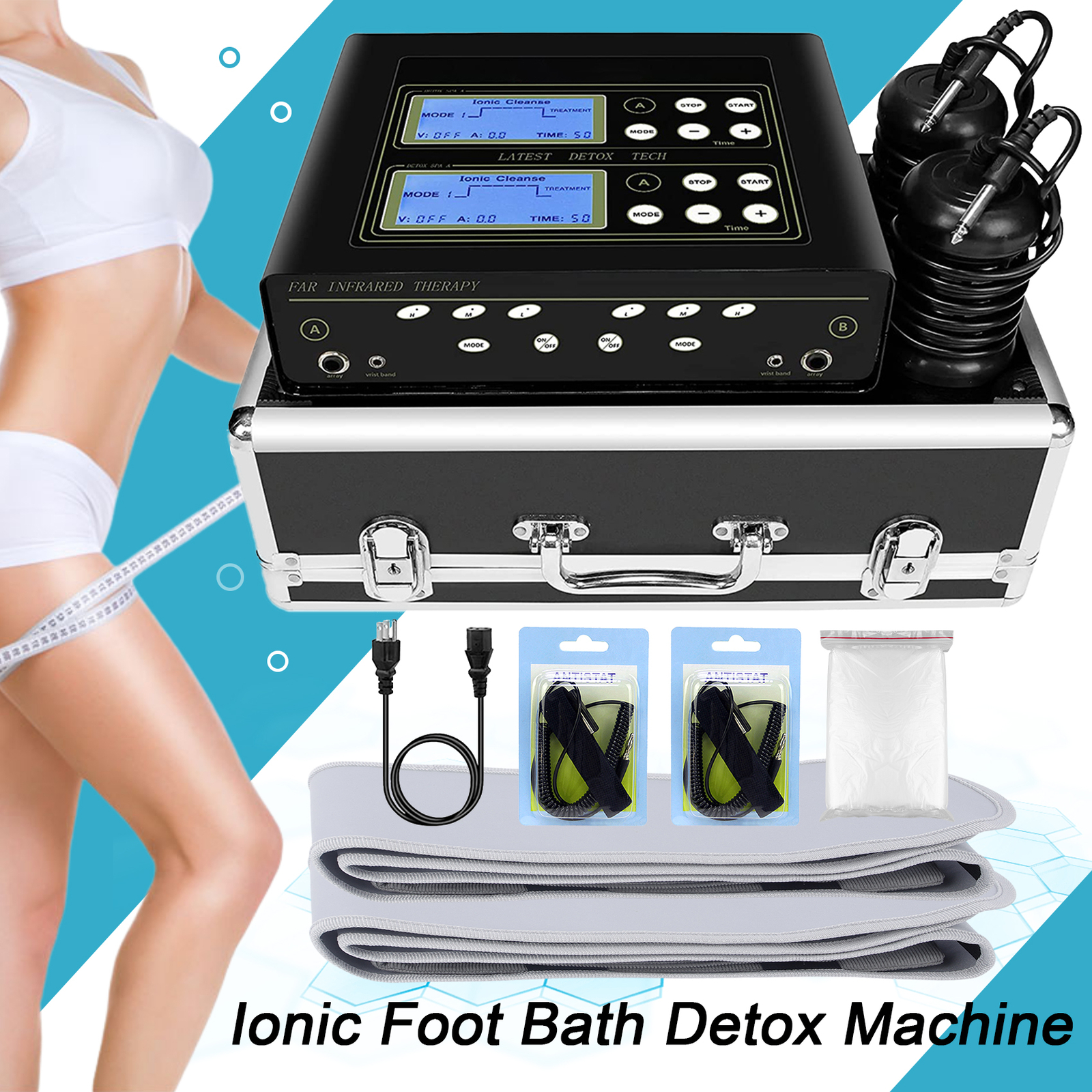 2023 Upgrade Version Dual User Detox Ionic Foot Bath Detox Machine Infrared Belt