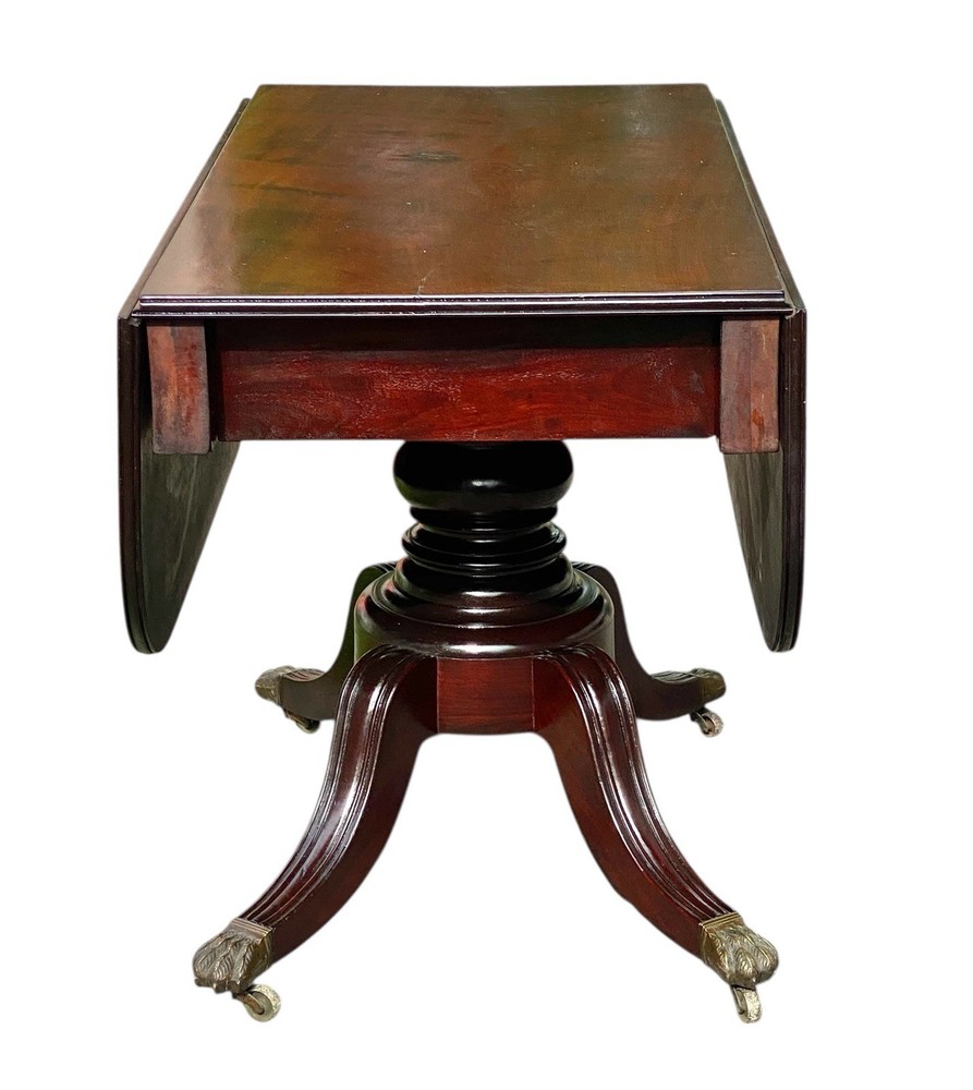 Antique Boston Mahogany Classical Drop Leaf Dining Table