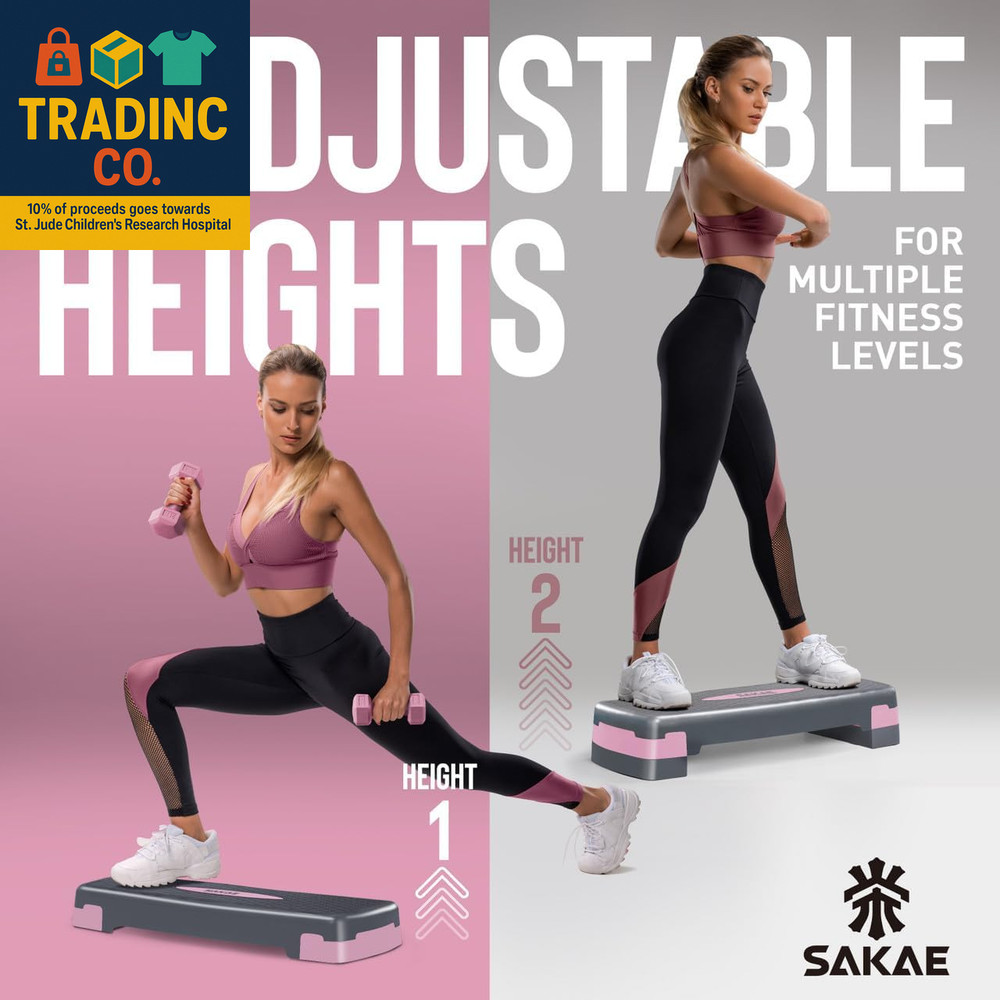 Adjustable Height Aerobic Stepper Set, Multiple Bundle Options with Dumbbells, K